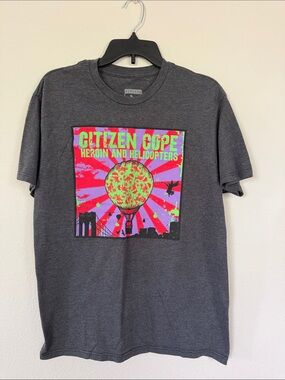 Citizen Cope band tee Graphic Tee - Charcoal with Neon Pink & Lime Print